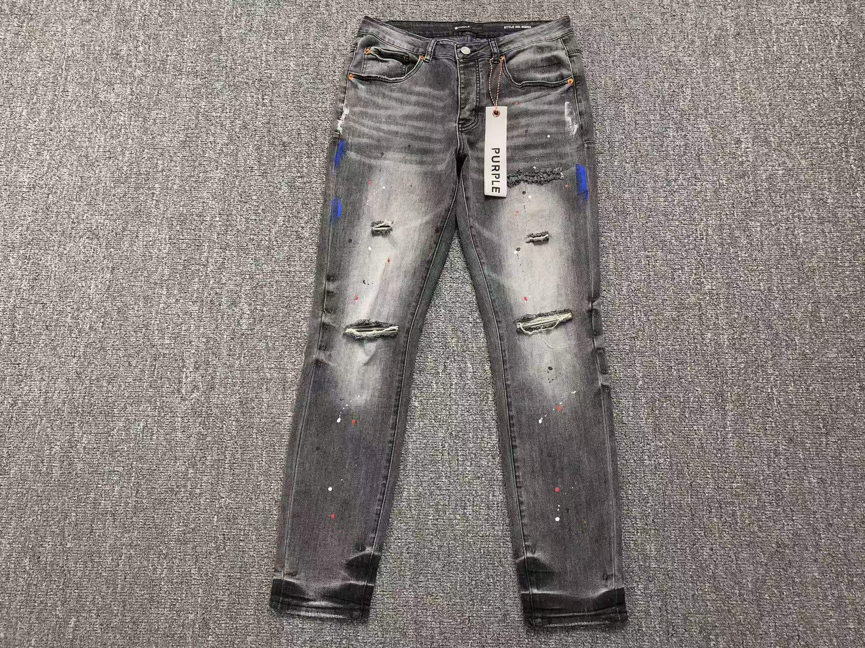 Purple Grey Paint Splash Jeans