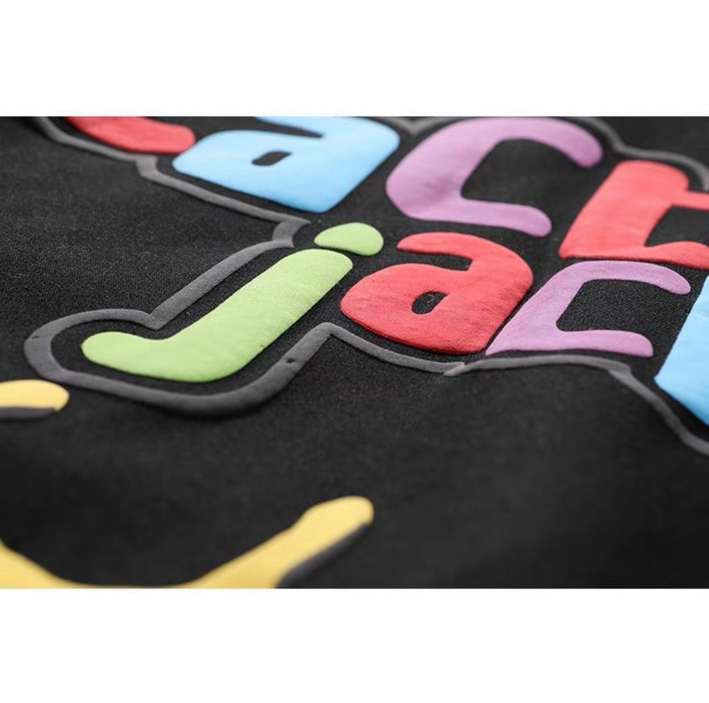 Cactus Patchwork Hoodie – Black