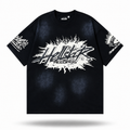 Hellstar In Flames Acid Wash Boxy Tee — Charcoal
