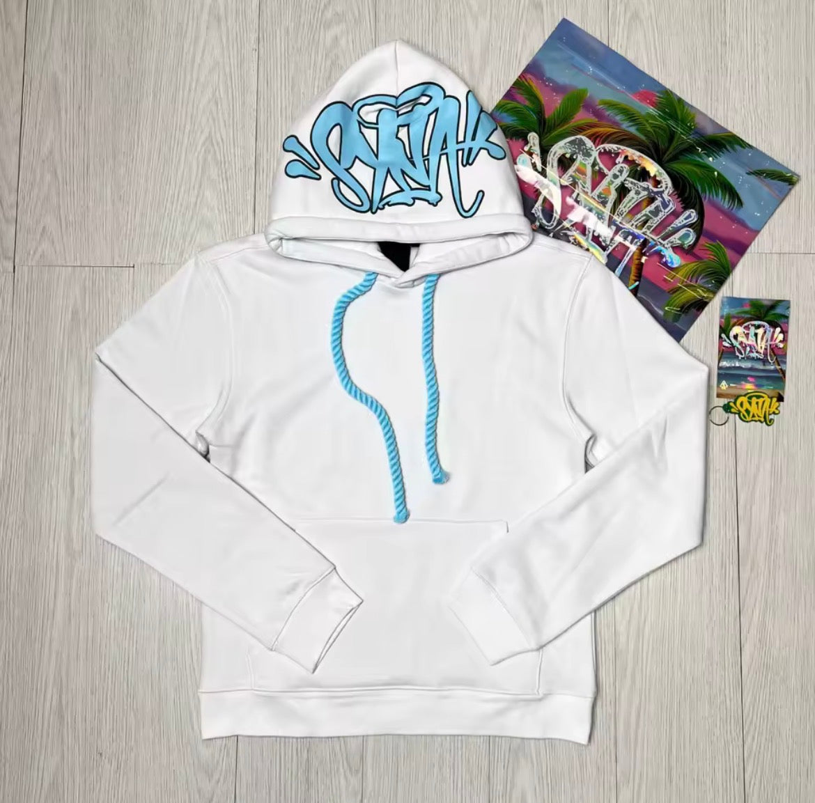Syna Ice Hoodie – Blanco / Azul