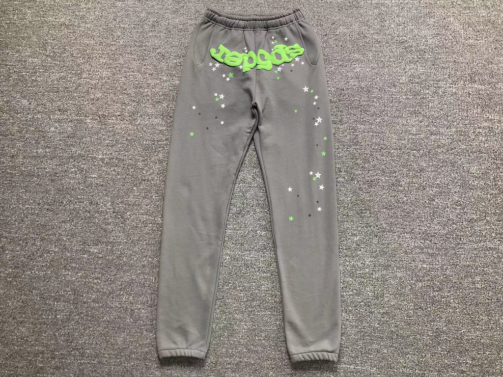 Sp5der Worldwide Sweatpants Heather Grey / Green
