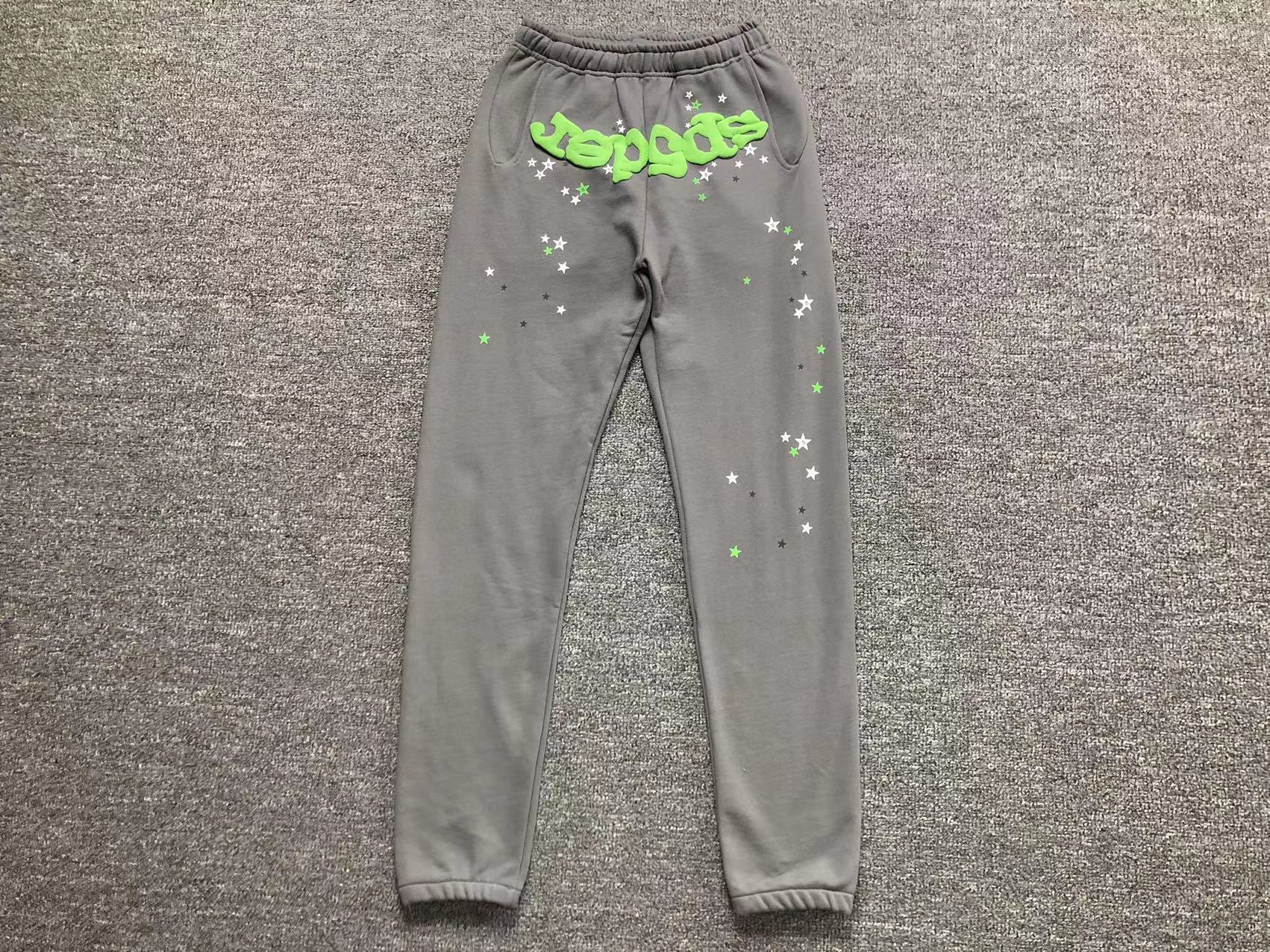 Sp5der Worldwide Sweatpants Heather Grey / Green