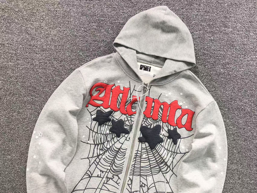 Sp5der Atlanta Full Hoodie Grey