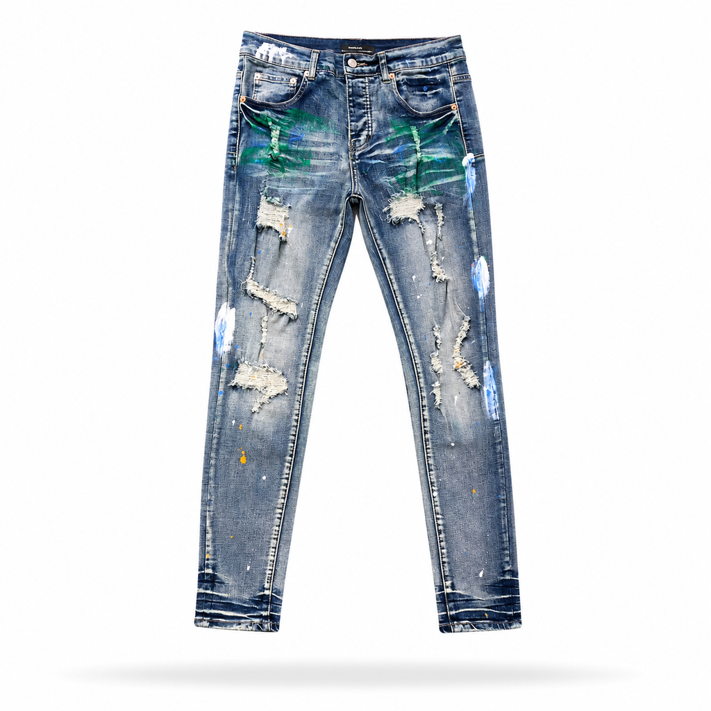 Purple Blue Paint Splatter Jeans