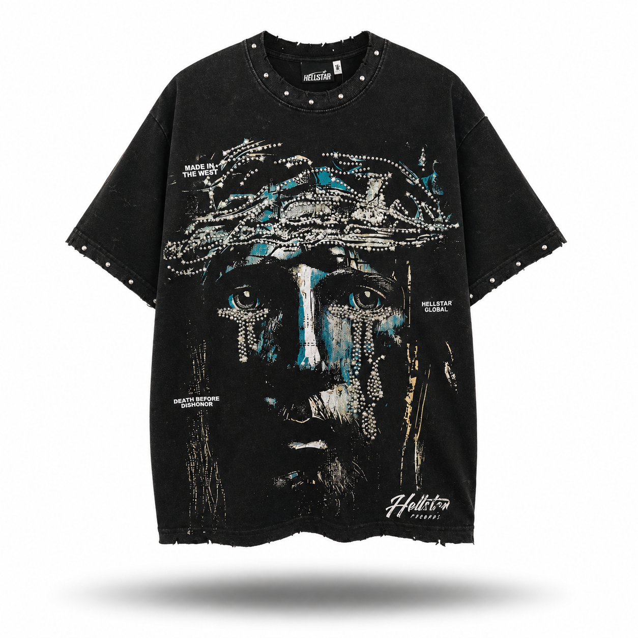 Hellstar "Death Before Dishonor" Rhinestone Jesus Tee