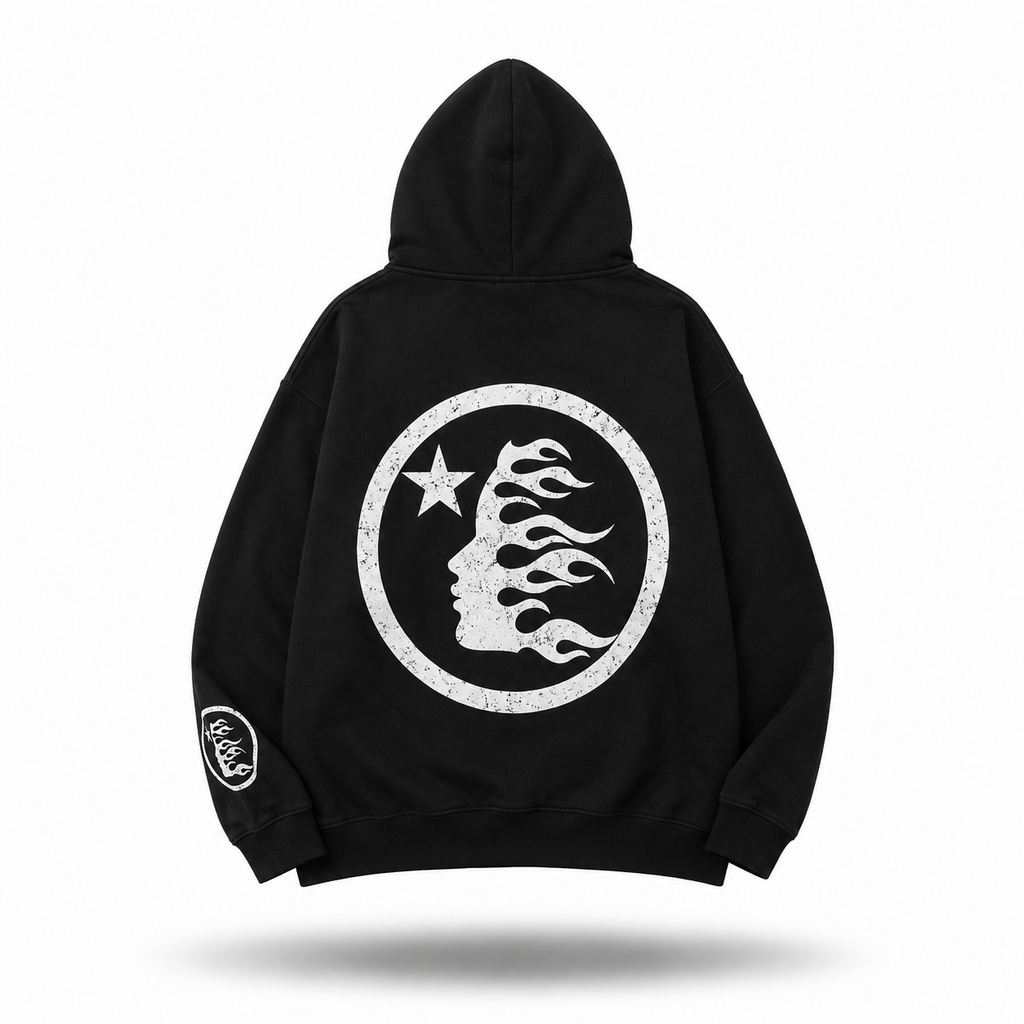 Hellstar Classic Star Logo Oversized Hoodie — Vintage Black