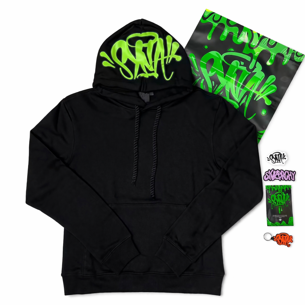 Syna Toxic Hoodie – Negro / Verde Neon