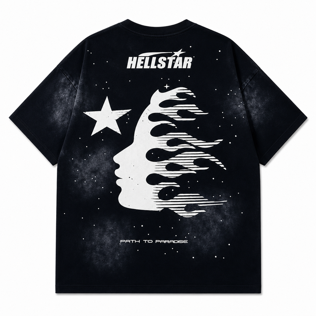 Hellstar Galaxy Acid Wash Heavyweight Tee — Blue/Black