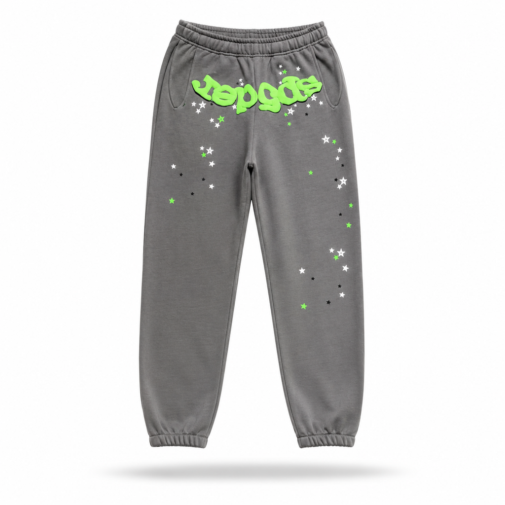 Sp5der Worldwide Sweatpants Heather Grey / Green