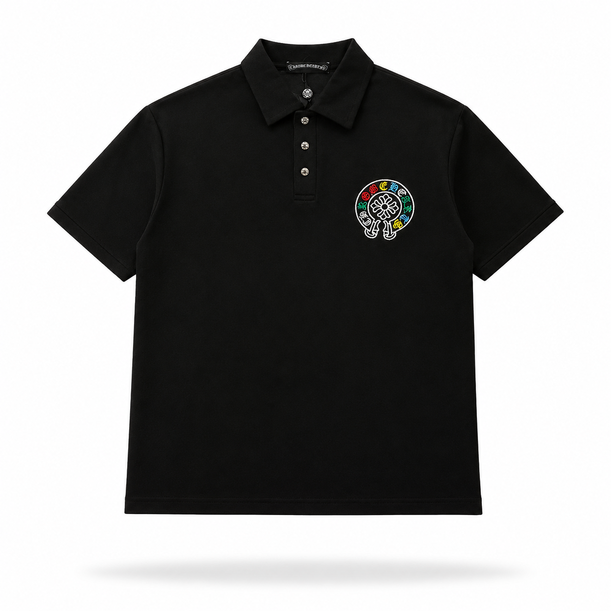 Chrome Hearts Multi Cross Horseshoe Polo Shirt Black