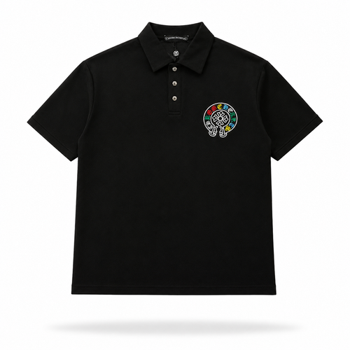 Chrome Hearts Multi Cross Horseshoe Polo Shirt Black