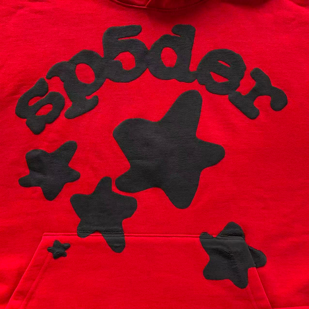 Sp5der Black Star Hoodie (Red)⁠