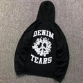 Denim Tears Wreath Print Zip-Up Hoodie Black