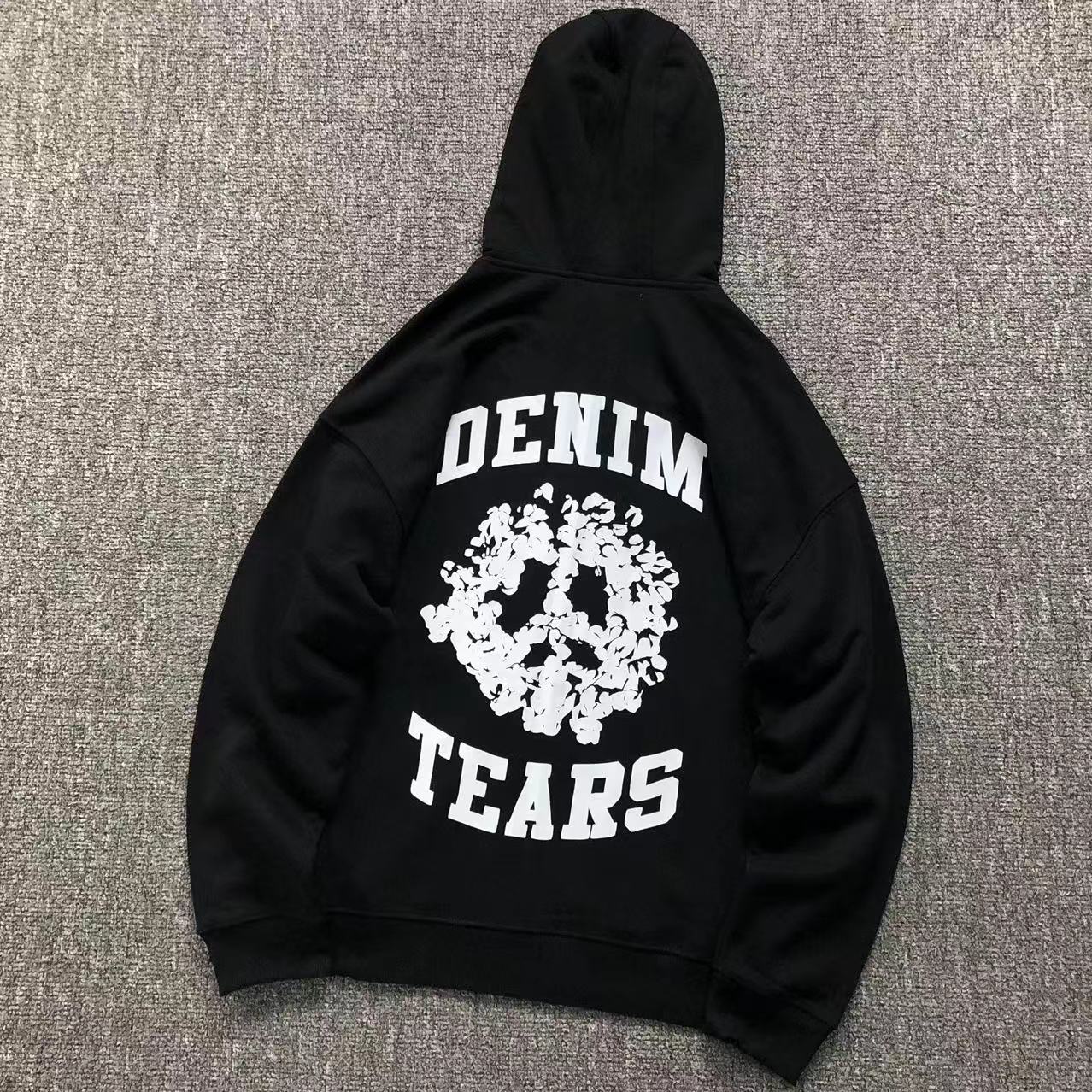 Denim Tears Wreath Print Zip-Up Hoodie Black