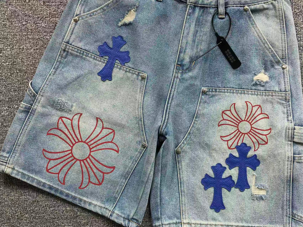 Chrome Hearts Multi Cross Carpenter Denim Shorts – Light Blue