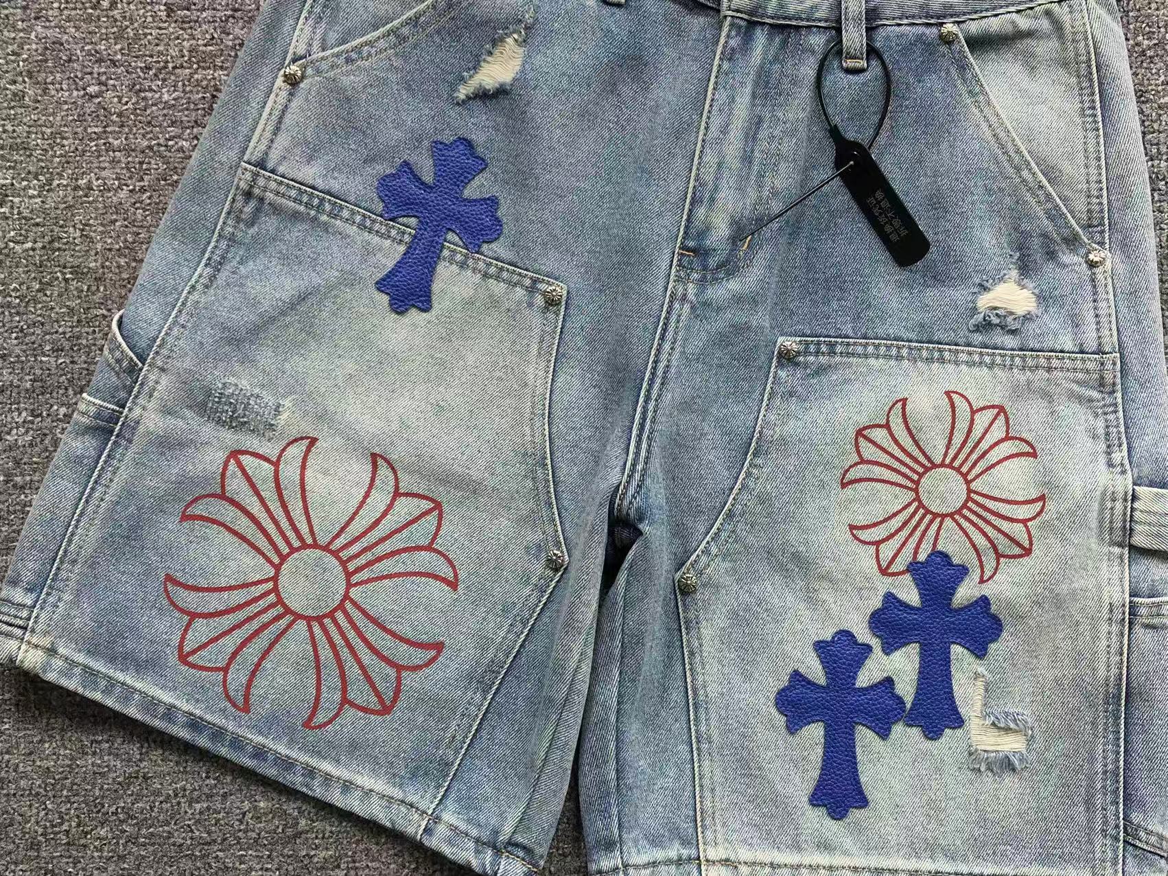 Chrome Hearts Multi Cross Carpenter Denim Shorts – Light Blue