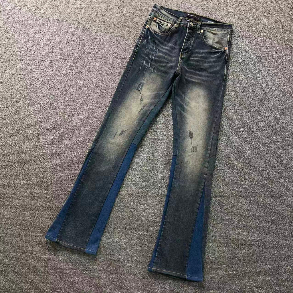 Purple Indigo Flared Panel Jeans