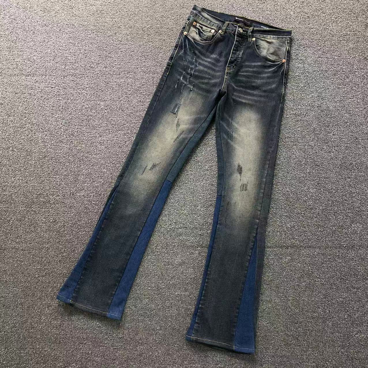 Purple Indigo Flared Panel Jeans
