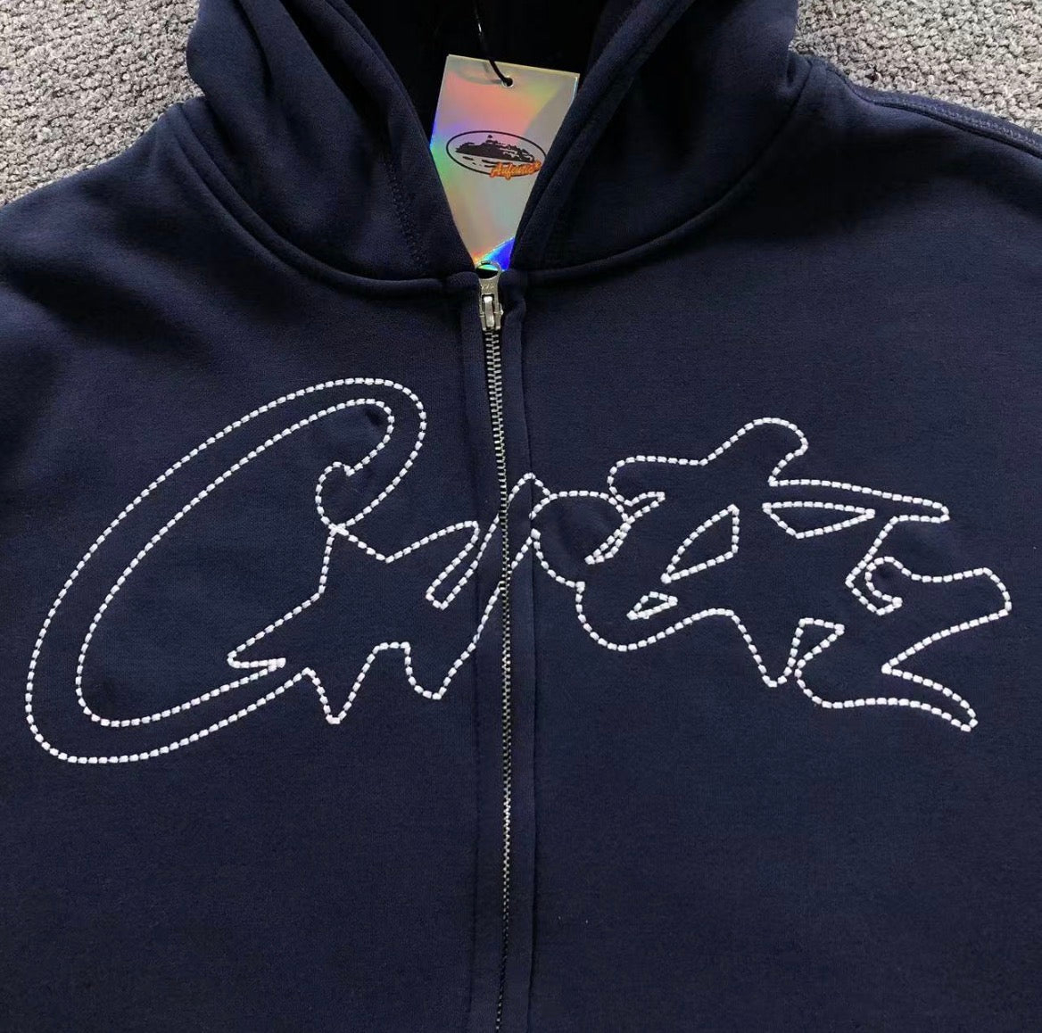 Sudadera Corteiz Chenille Script Zip Hoodie