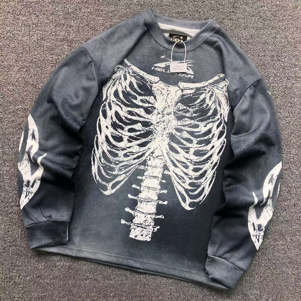 Hellstar Skeleton Long Sleeve Washed Grey