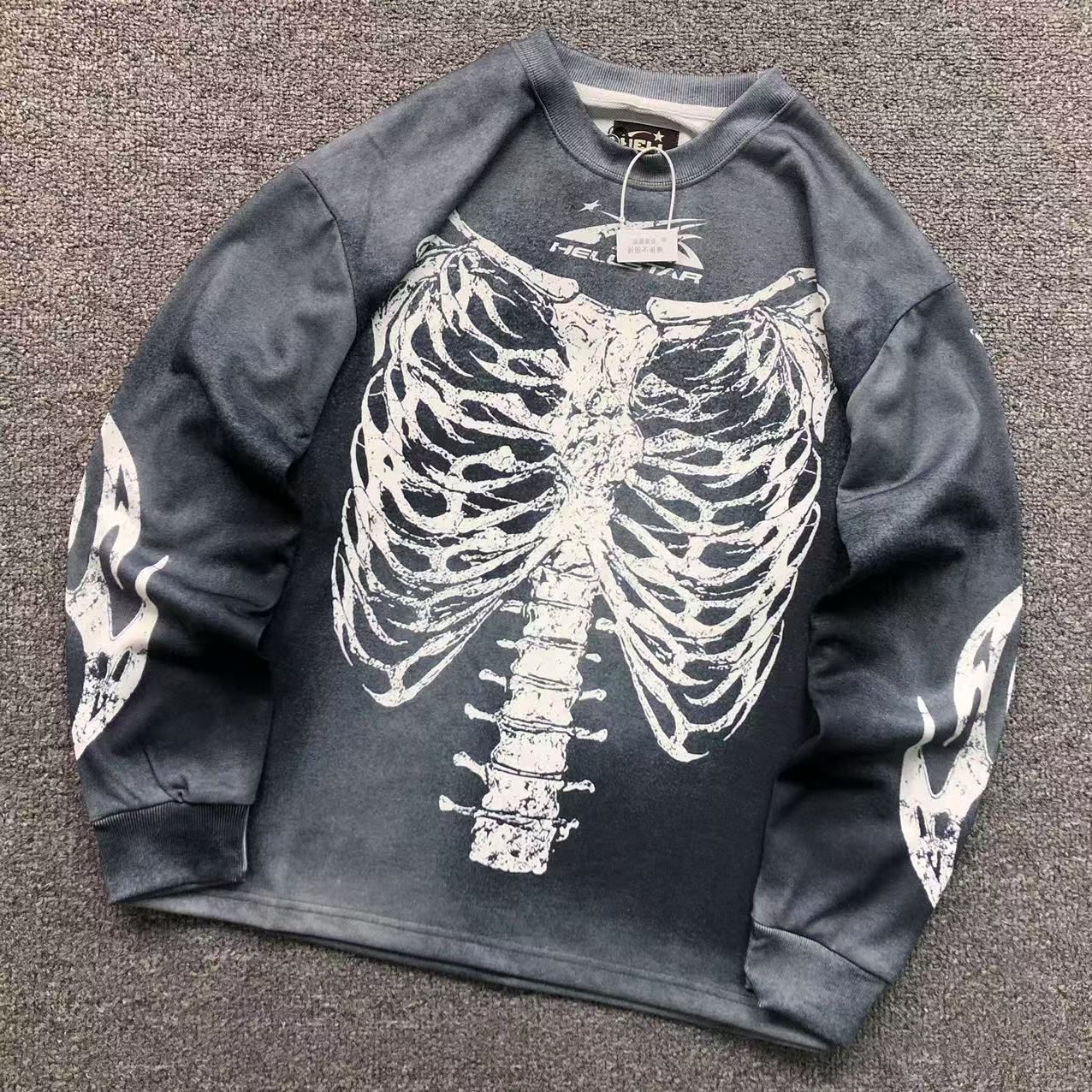 Hellstar Skeleton Long Sleeve Washed Grey