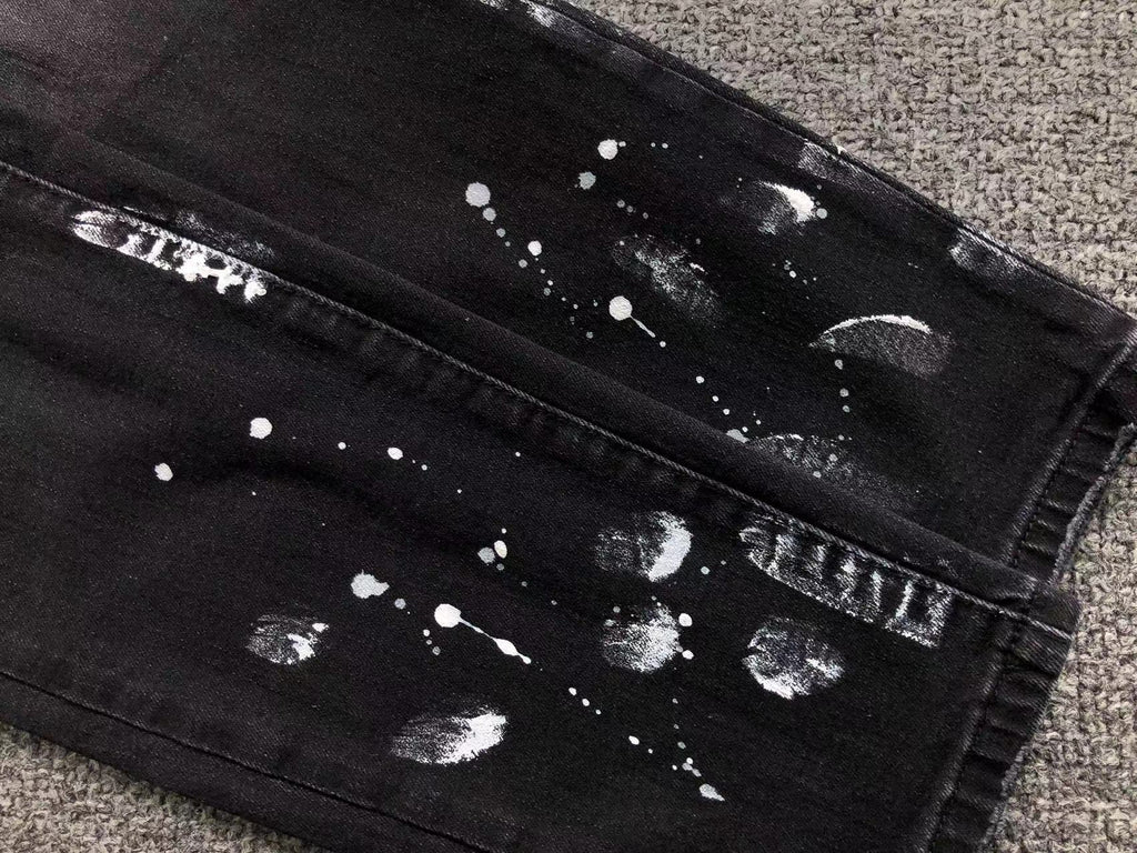 Purple Brand P001 Black Paint Splatter Jeans
