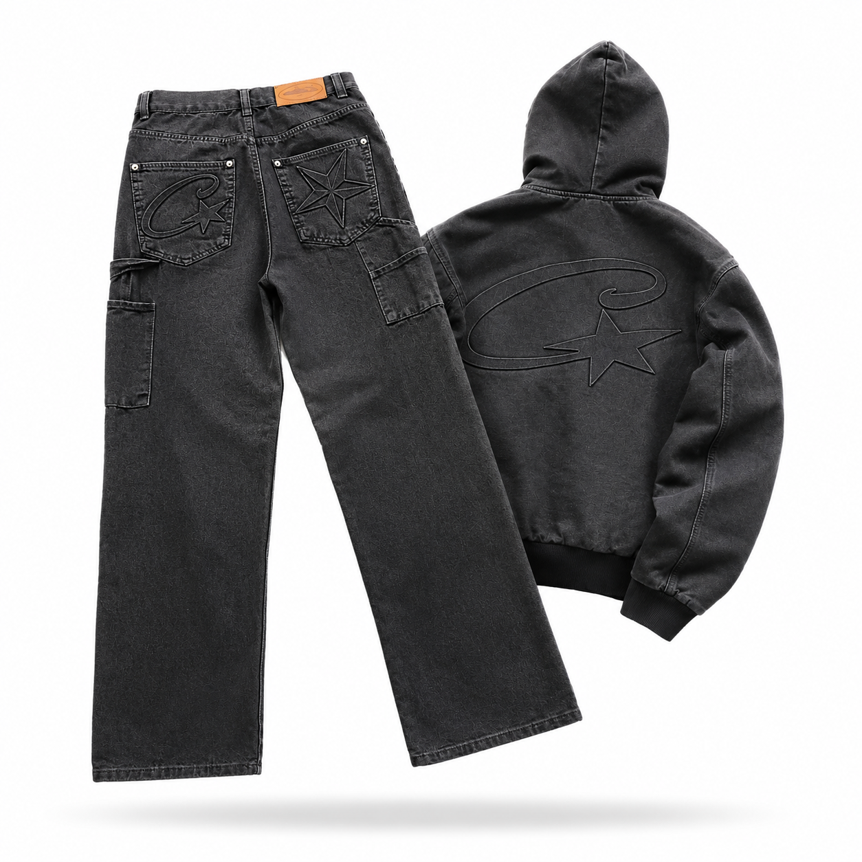 Corteiz Alcatraz Heavy Zip Hoodie + Alcatraz Cargo Sweatpants