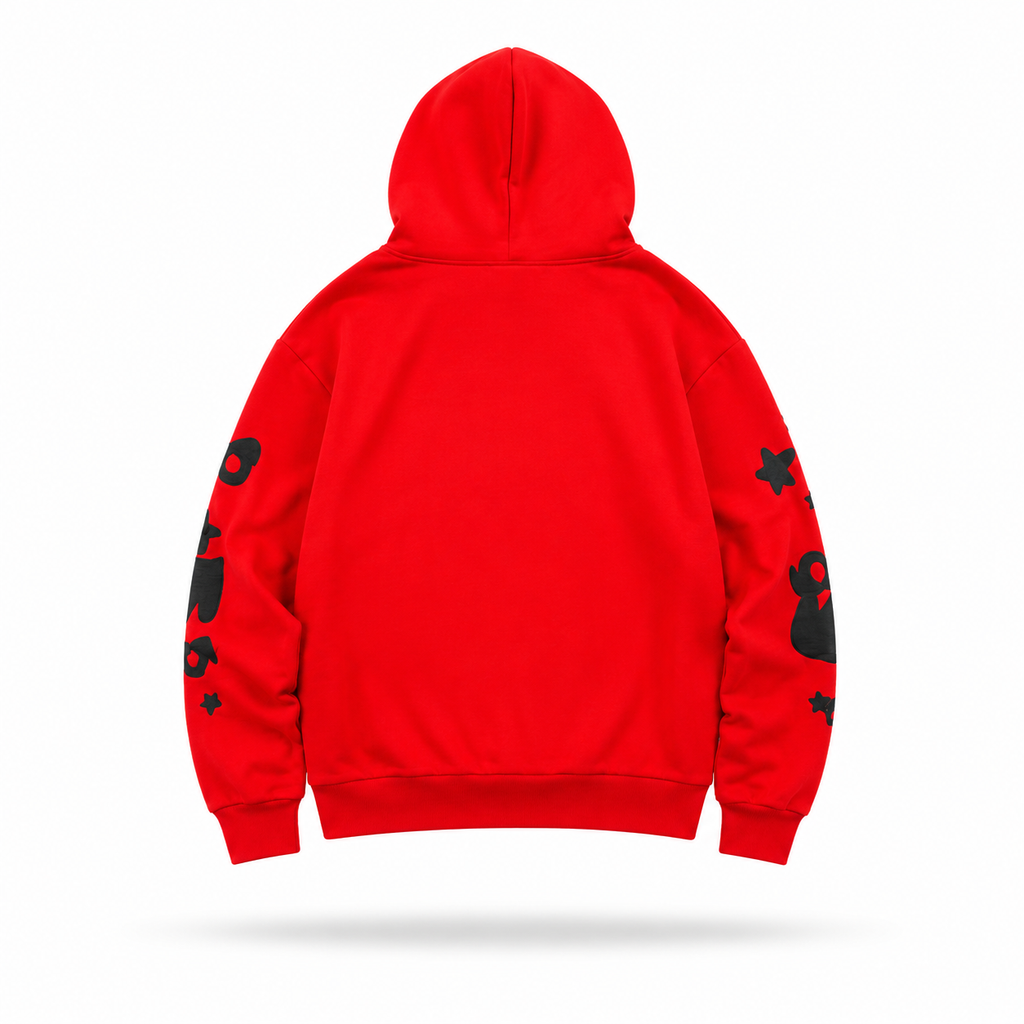 Sp5der Black Star Hoodie (Red)⁠