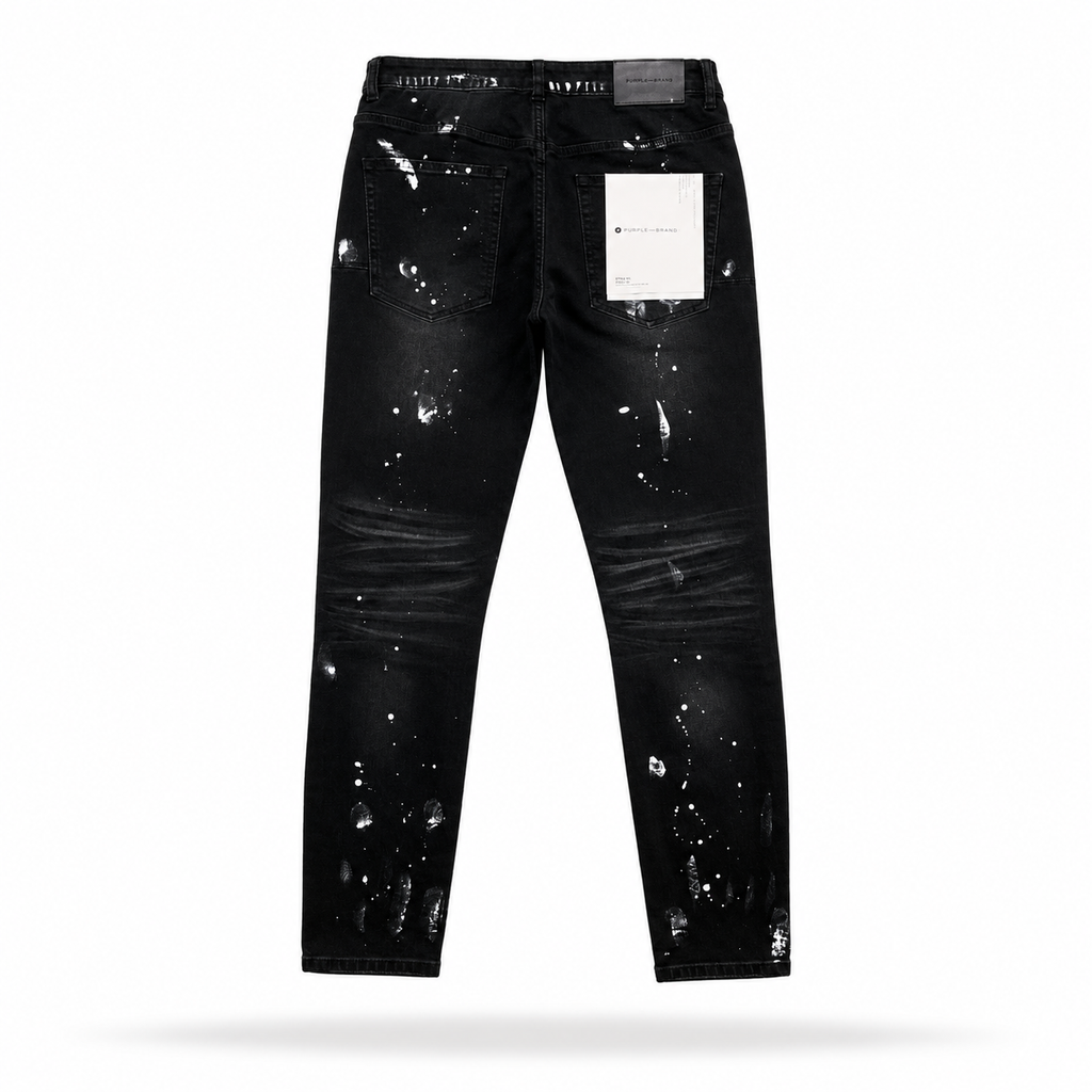 Purple Brand P001 Black Paint Splatter Jeans