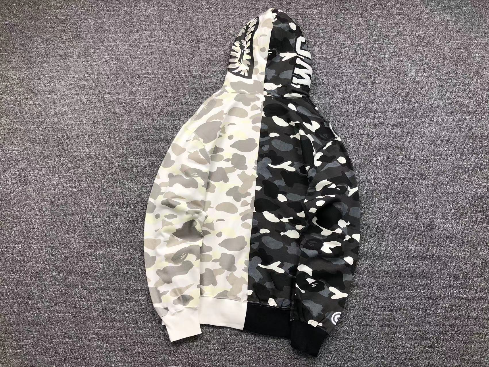 BAPE Shark Split Camo Hoodie Black & White