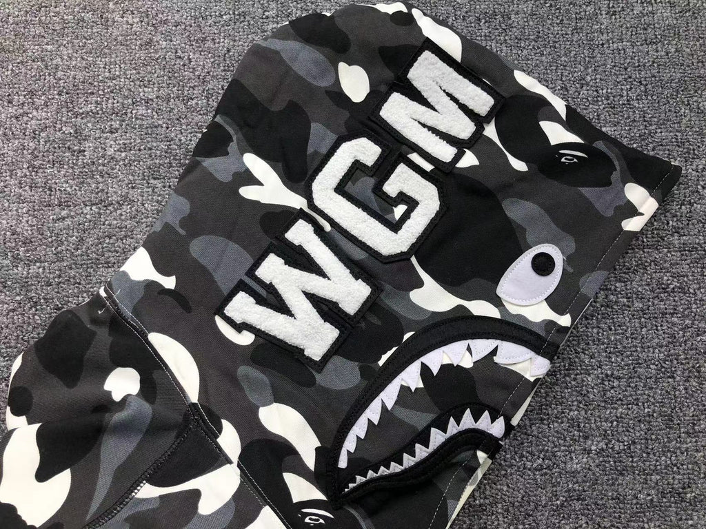 BAPE Shark Split Camo Hoodie Black & White