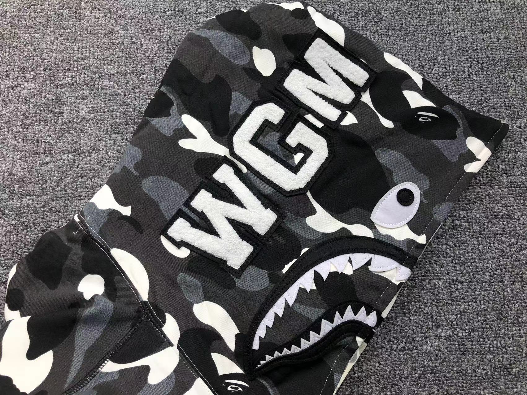 BAPE Shark Split Camo Hoodie Black & White
