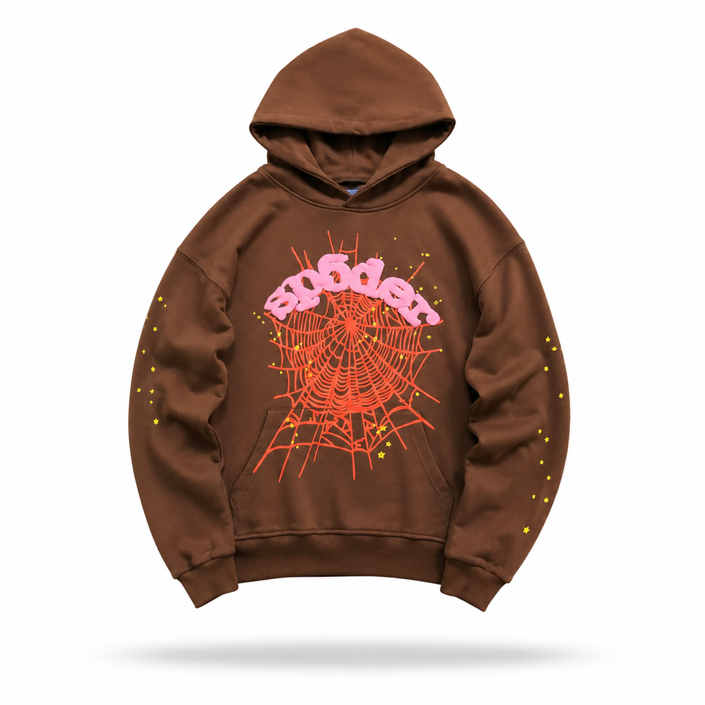 Sp5der Worldwide Web Hoodie Brown