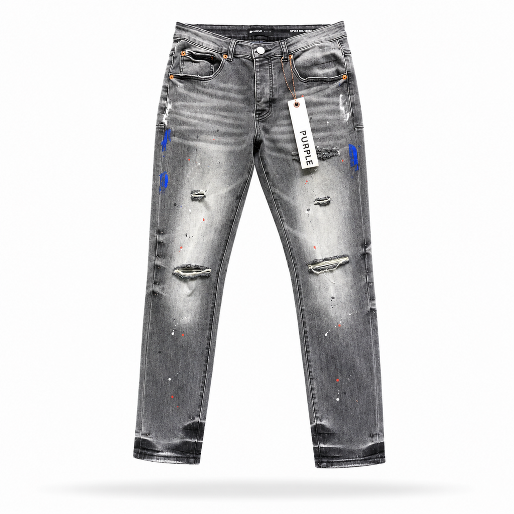 Purple Grey Paint Splash Jeans