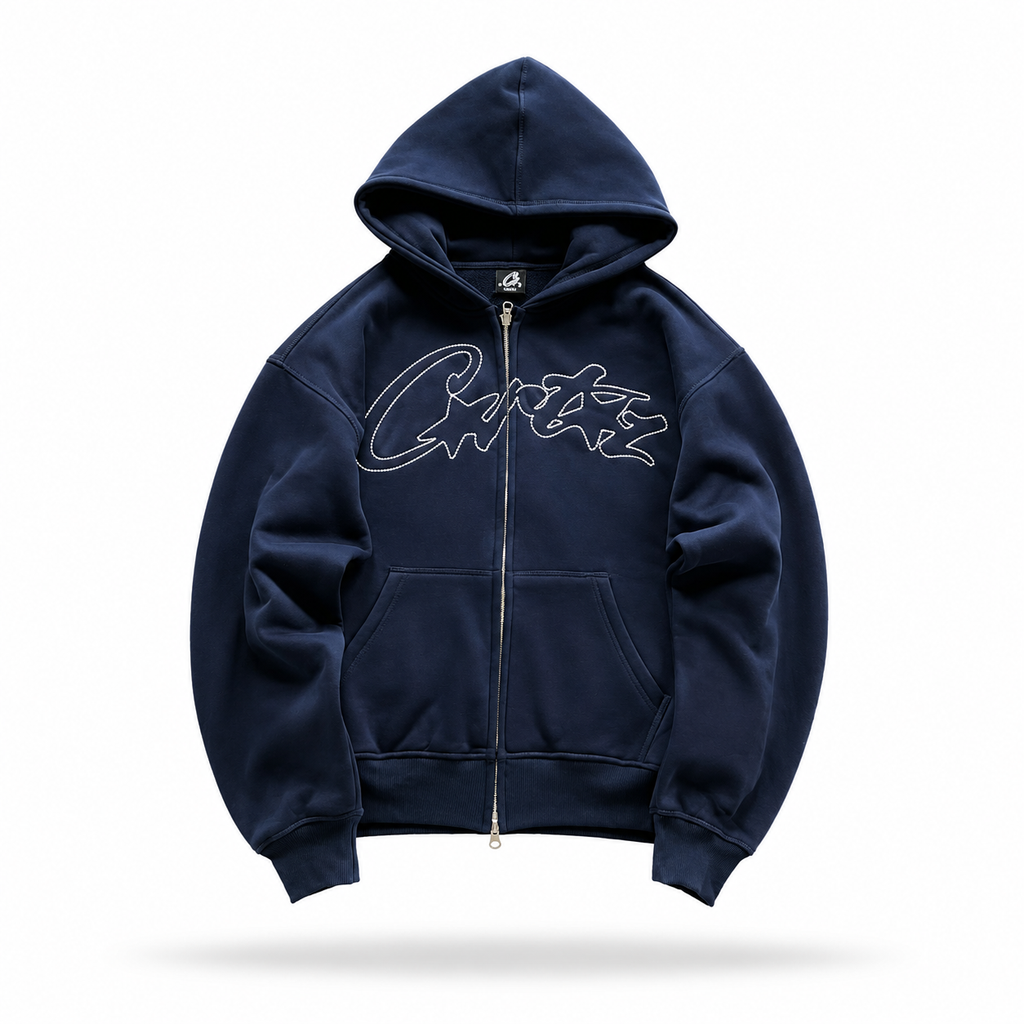 Sudadera Corteiz Chenille Script Zip Hoodie