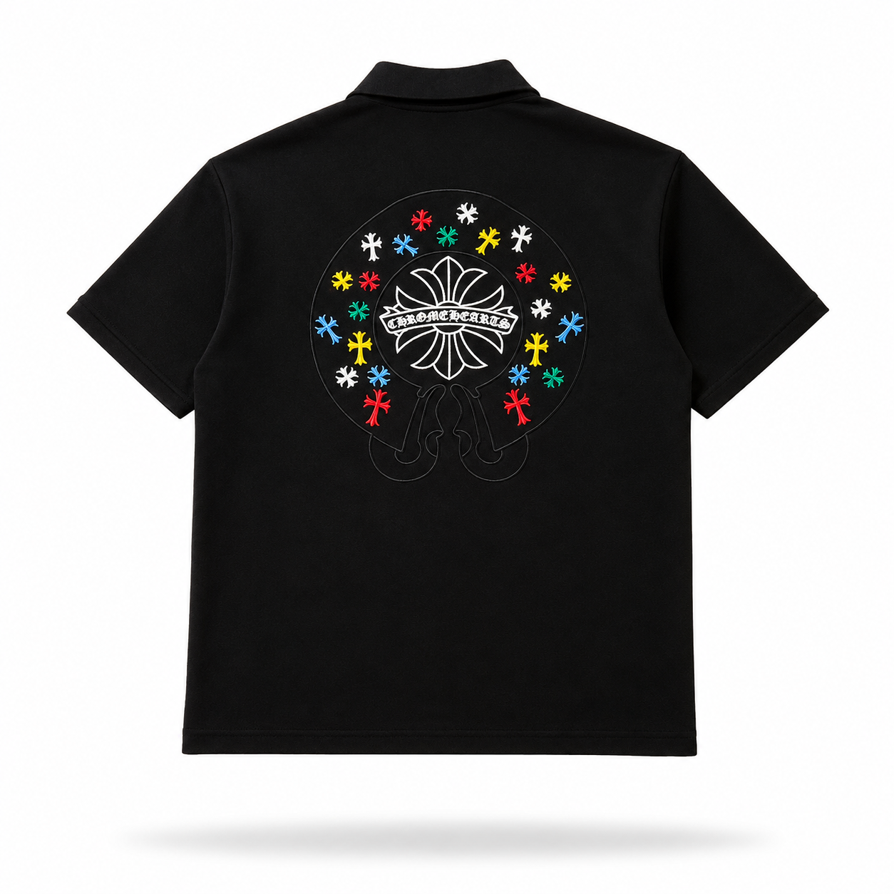 Chrome Hearts Multi Cross Horseshoe Polo Shirt Black