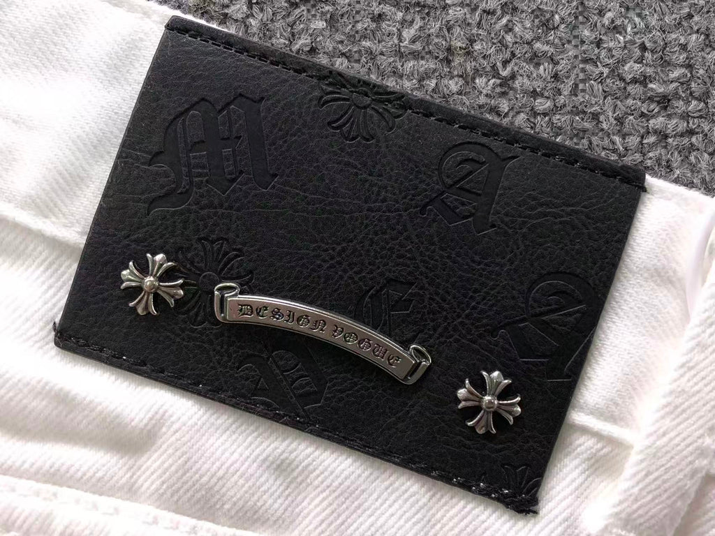 Chrome Hearts Cross Patch Flared Denim Jeans – White