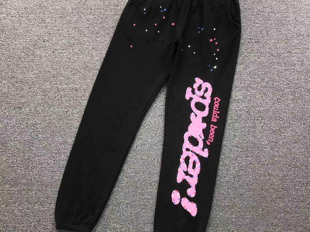 Sp5der “Coulda Been Spider!” Sweatpants Black/Pink