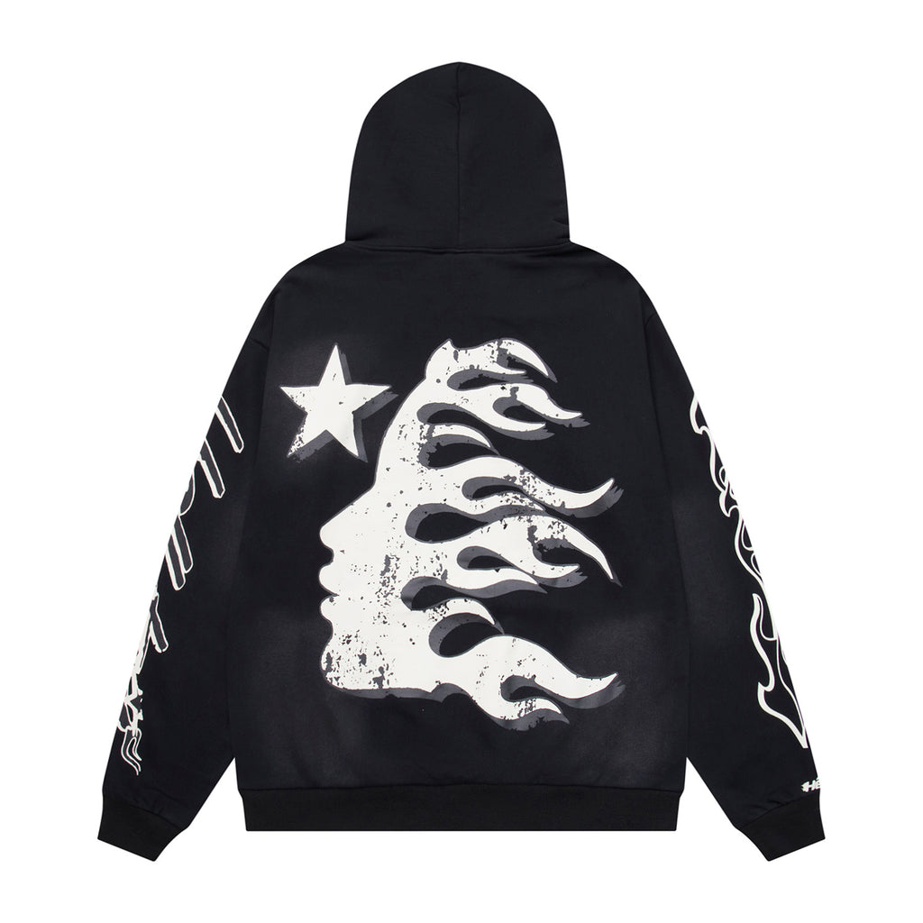 Hellstar "Records" Flame Oversized Hoodie – Black