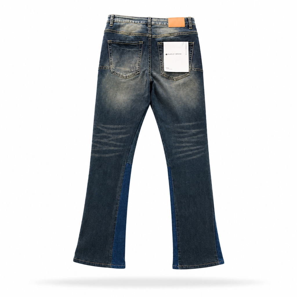 Purple Indigo Flared Panel Jeans
