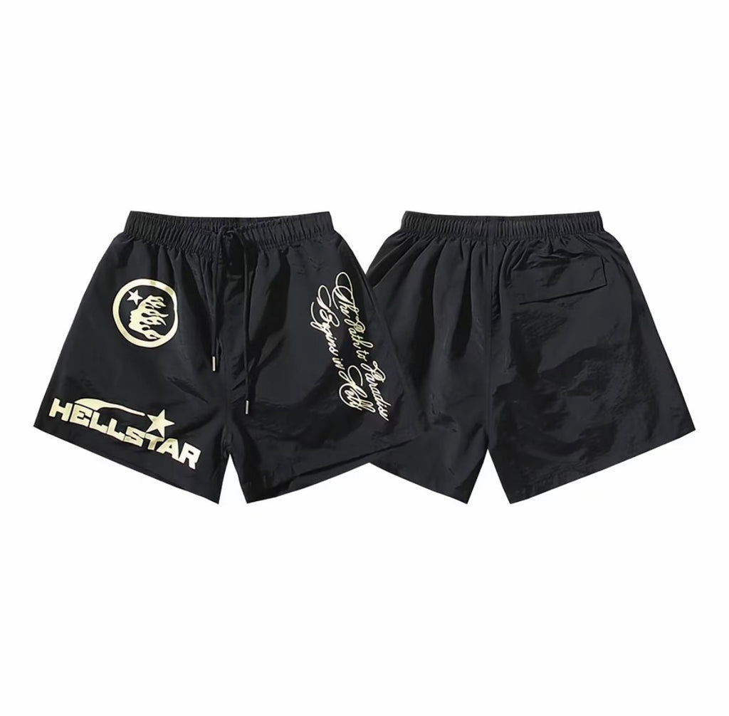 Hellstar Flame / Racing Logo Shorts Black