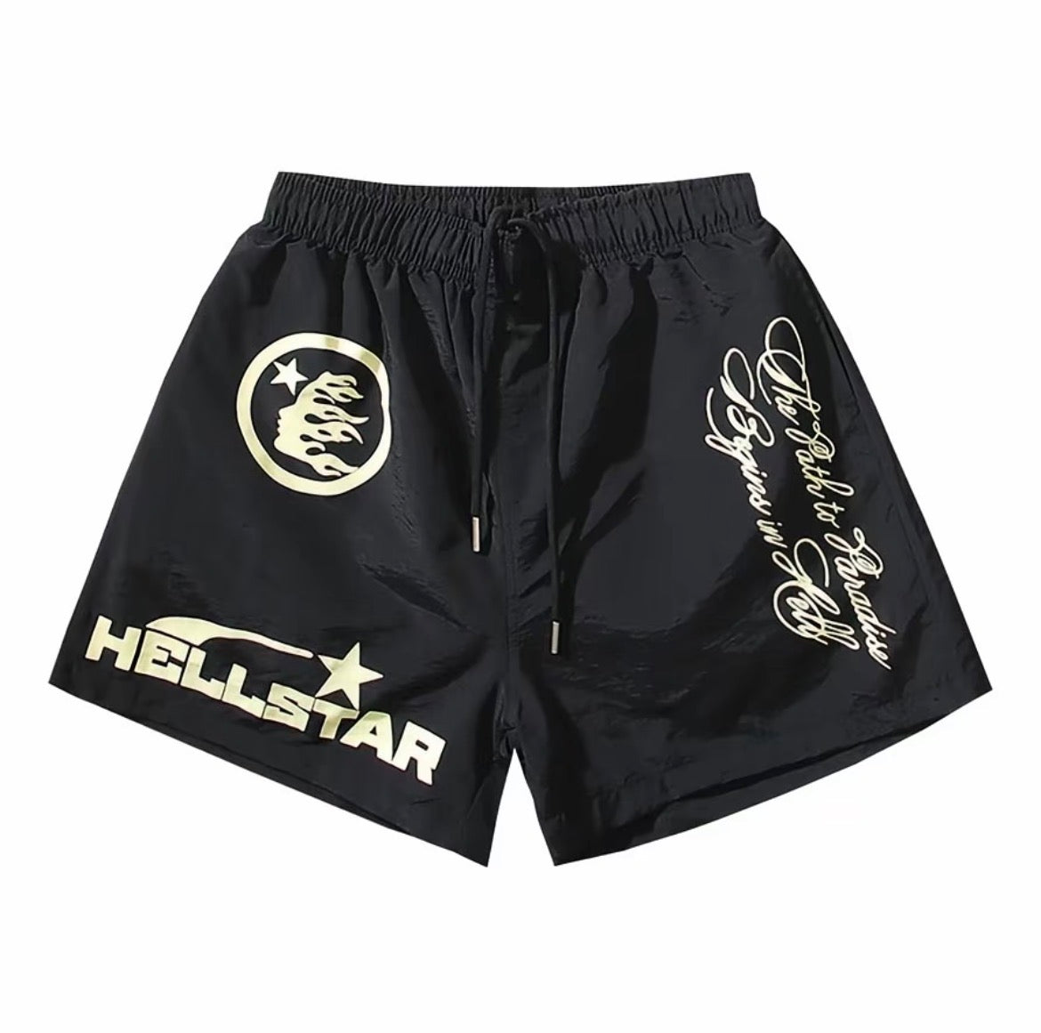 Hellstar Flame / Racing Logo Shorts Black