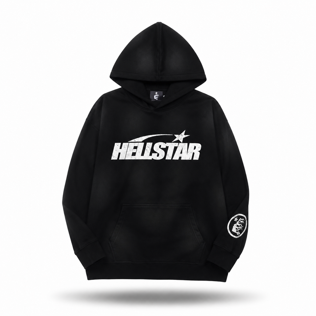 Hellstar Classic Star Logo Oversized Hoodie — Vintage Black