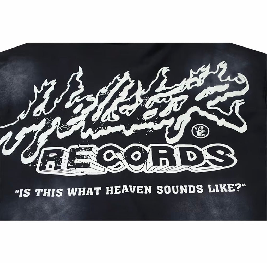 Hellstar In Flames Acid Wash Boxy Tee — Charcoal