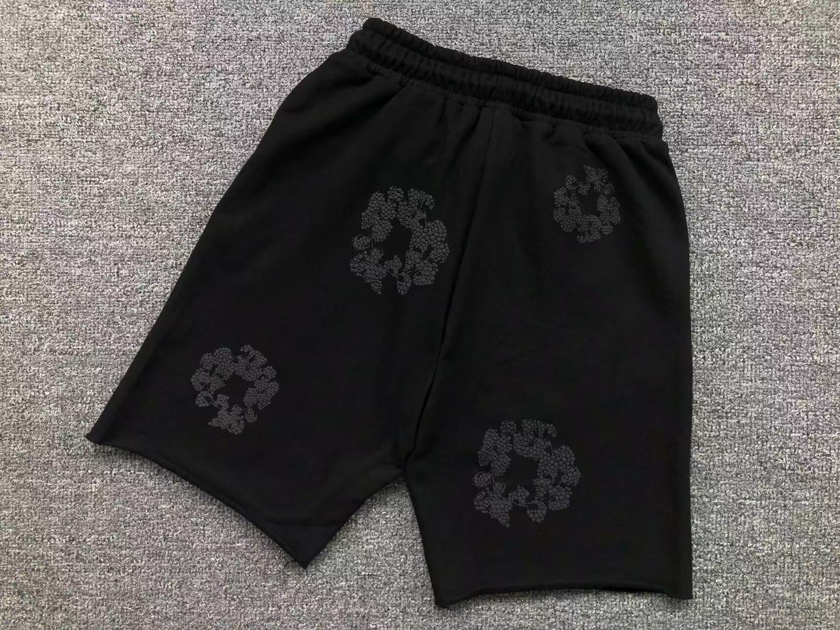 Denim Tears Mono Cotton Wreath Shorts Black