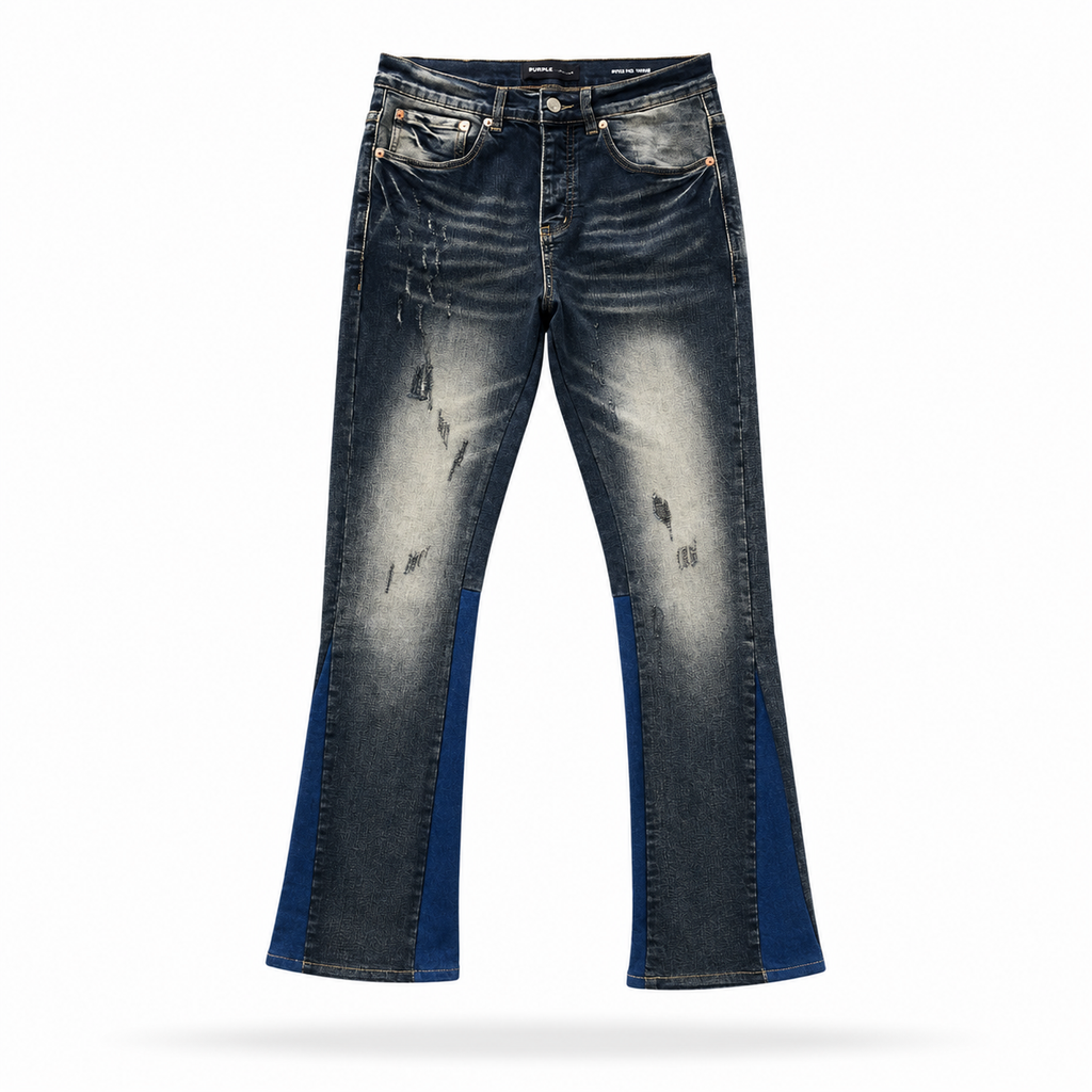 Purple Indigo Flared Panel Jeans