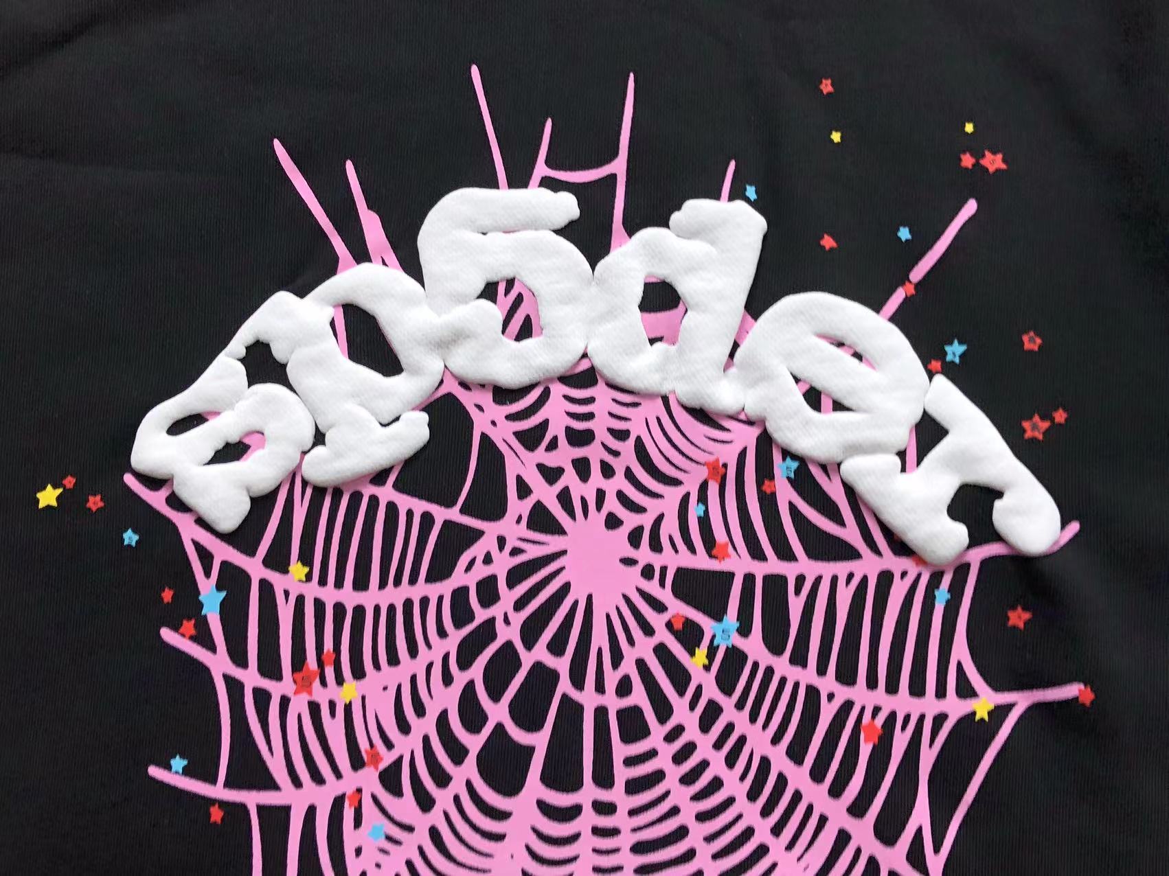 Sp5der Worldwide Web Hoodie Black / Pink