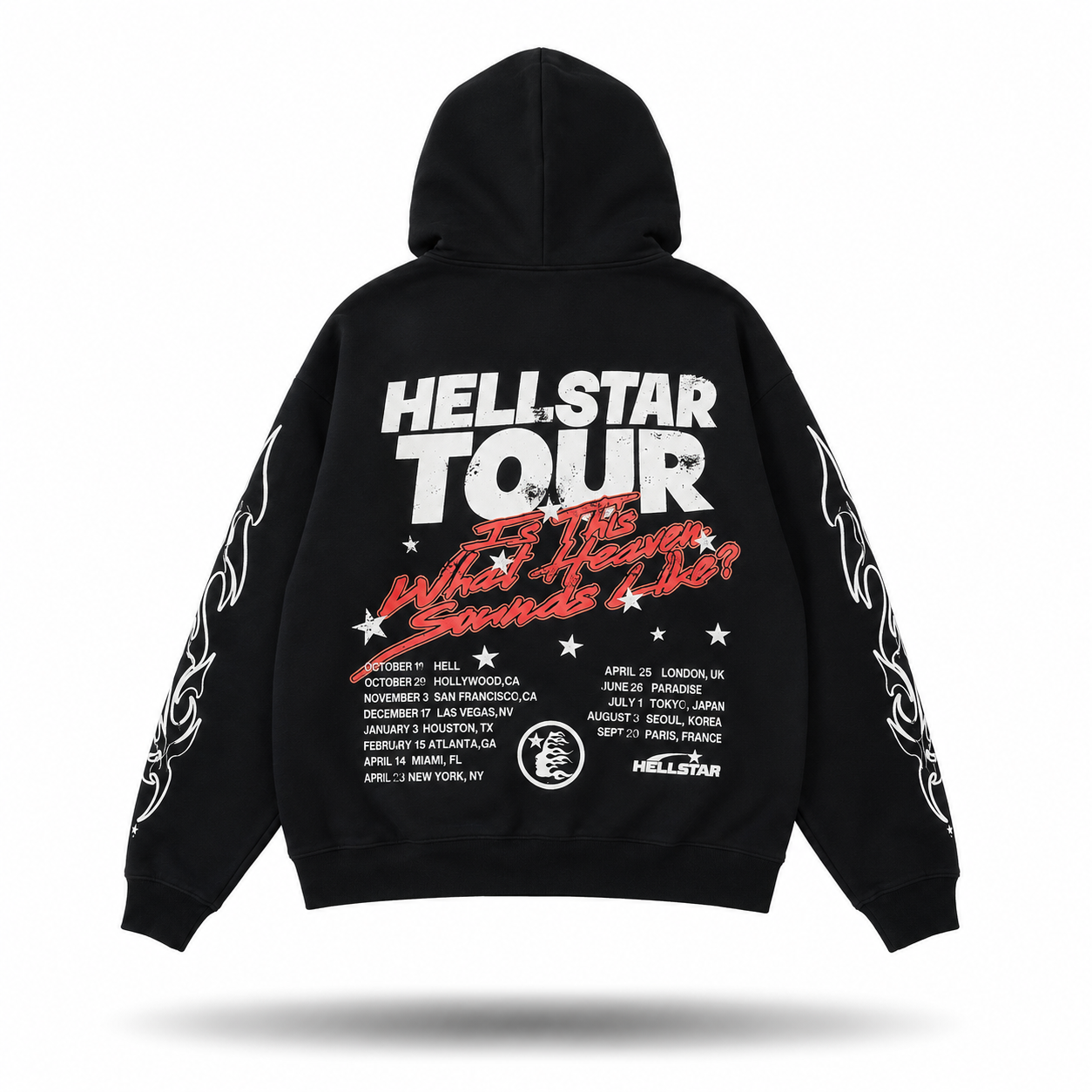 Hellstar "Records" Pastel Pink Flame Hoodie — Black