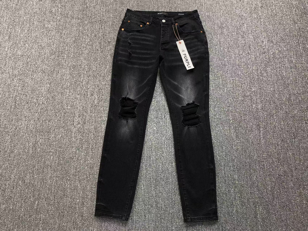 Purple Black Distressed Skinny Jeans