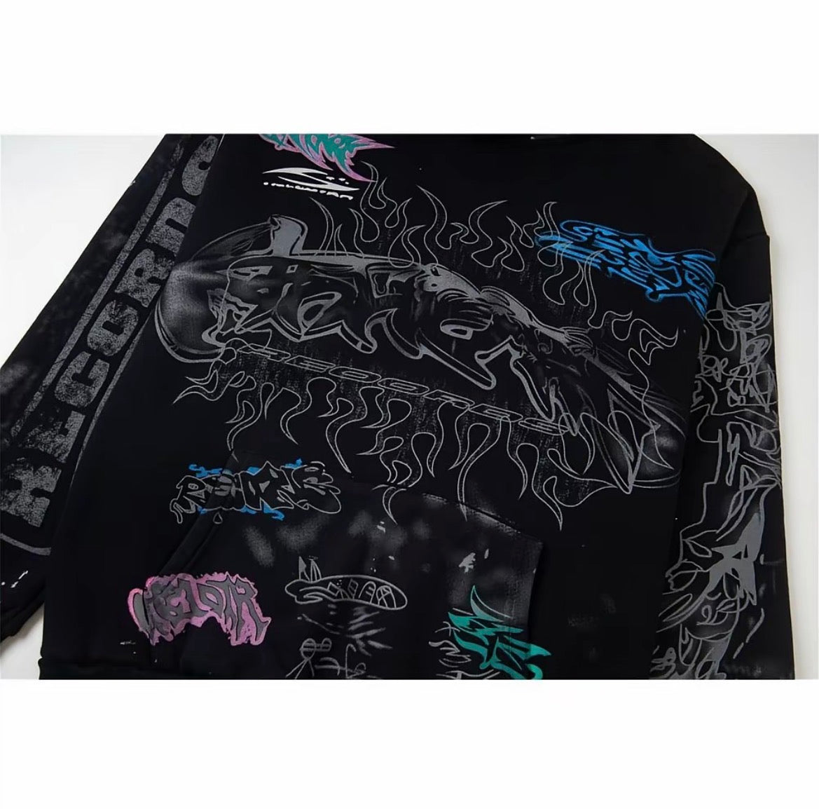 Hellstar Records Flame Hoodie Black - Original